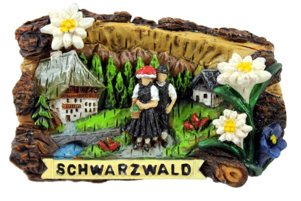 Magnet Baumstumpf "Schwarzwald" Edelweiss, 7,5*5cm