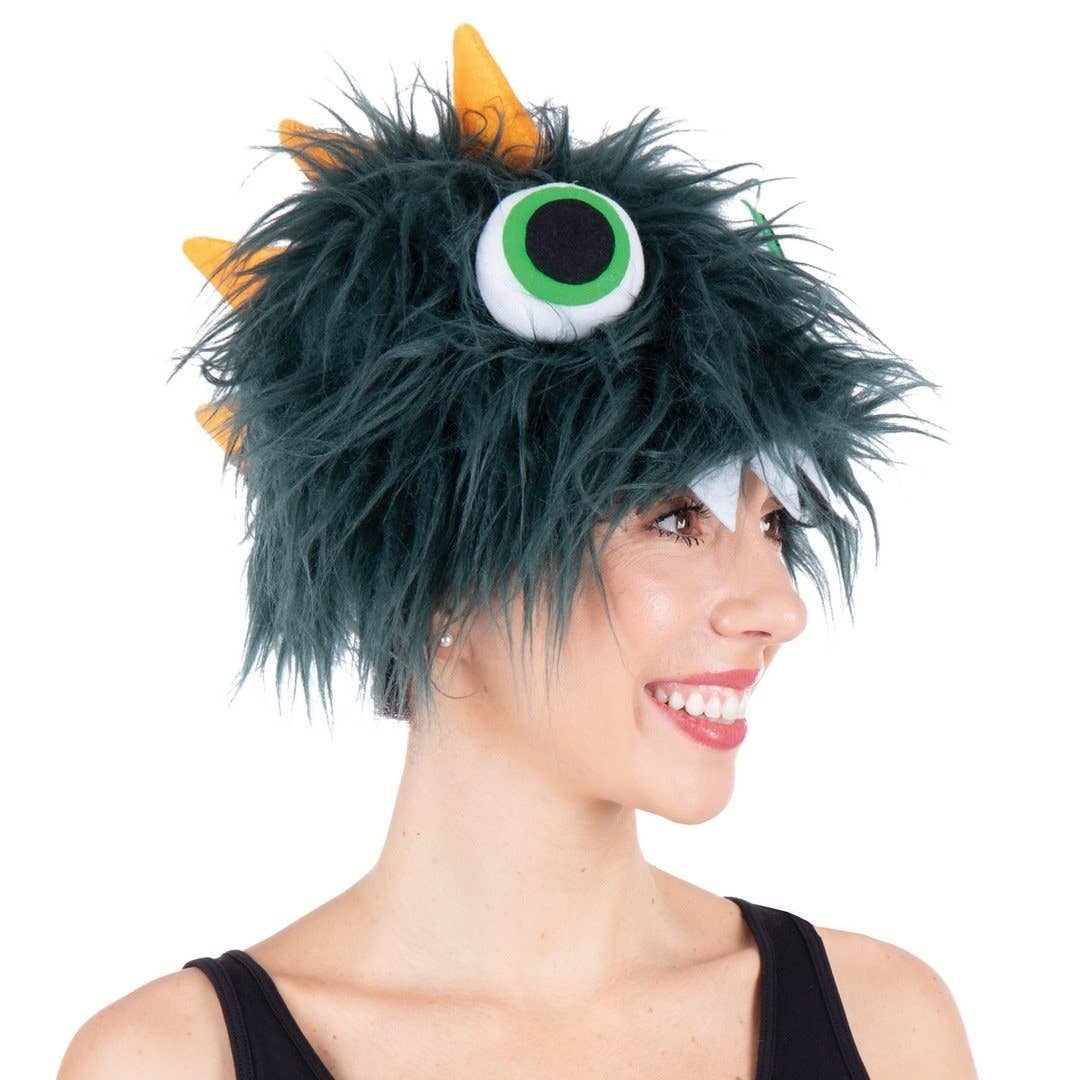 Chapeau monstre en peluche - Vert foncé - Adulte