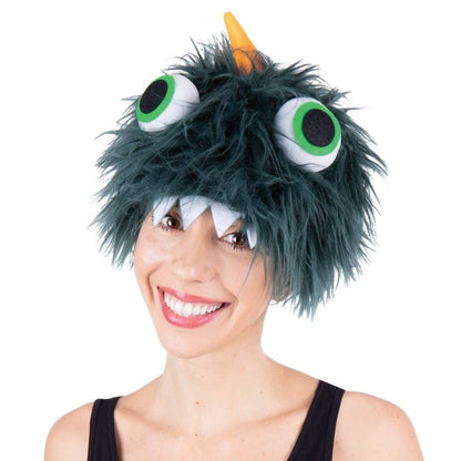 Chapeau monstre en peluche - Vert foncé - Adulte