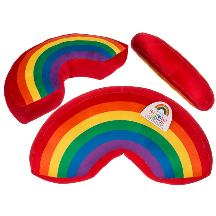 Coussin en peluche arc-en-ciel en forme de U