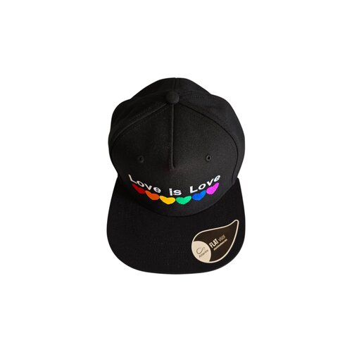 Casquette Snapback Love is Love avec des cœurs multicolores, idéale pour la CSD, la Pride, les gays, les LGBTQ
