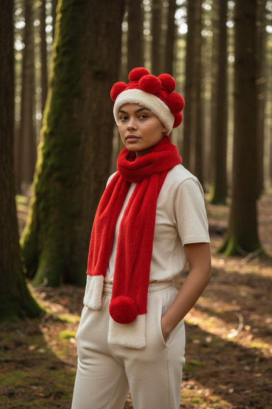 Plush Bollenhut Hat with Scarf