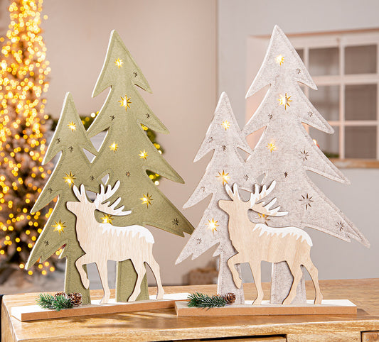Standrelief (LED) Hirsch, Tannenbaum „Hirsch im Wald“