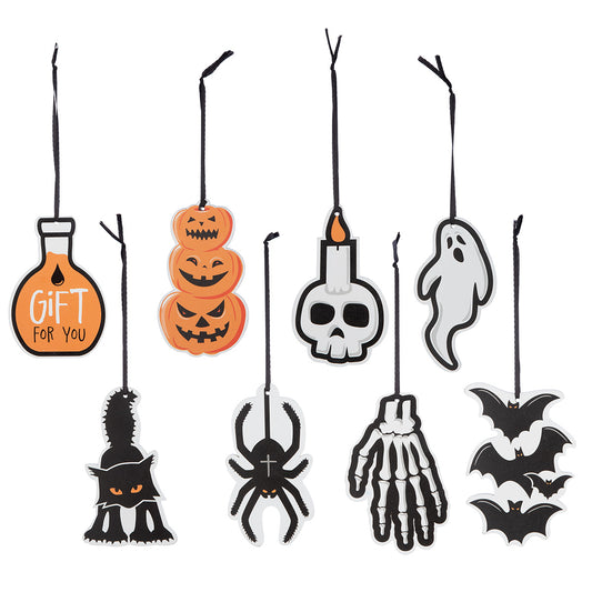 Geschenk-Anhänger Flasche, Fledermaus, Geist, Hand, Katze, Kürbis, Spinne, Totenschädel „Halloween“