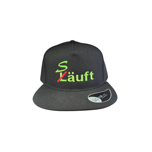 Bestickte Snapback Cap mit dem Schriftzug "Läuft/Säuft"