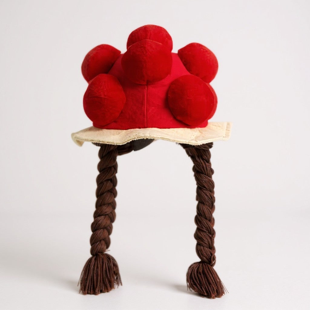 Bonnet Bollenhut en peluche avec tresses, 45cm