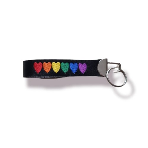 Embroidered "Rainbow Hearts" Key Ring