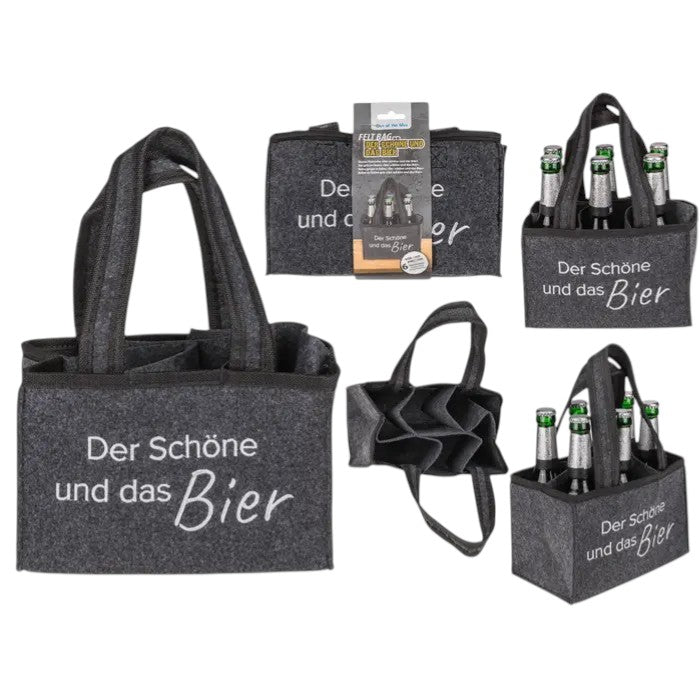 Sac en feutre / Porte-bouteilles « La Belle et la Bière »