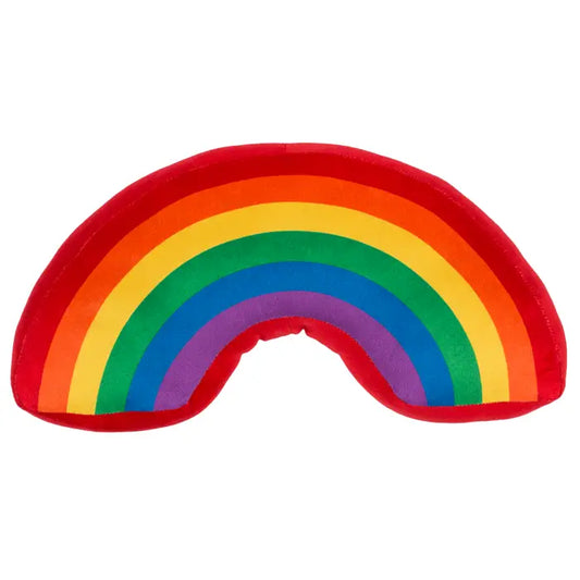 Kissen aus Plüsch in Form und Farbe eines Regenbogens