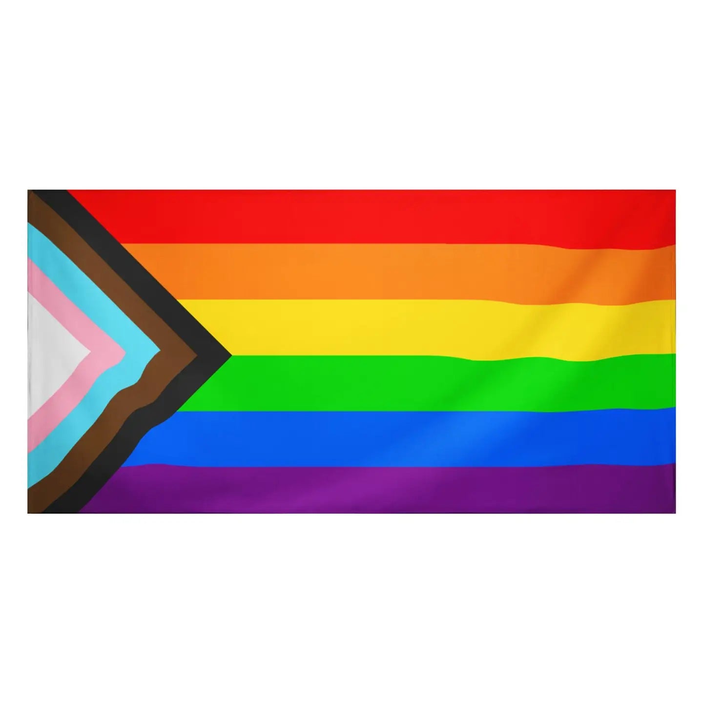 Rechteckige Pride Progress Flagge aus 100% Polyester, 150x90cm, 2 Ösen zum aufhängen