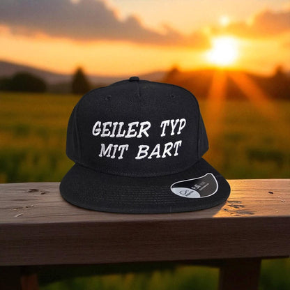 Snapback cap, embroidered "Cool guy with a beard"