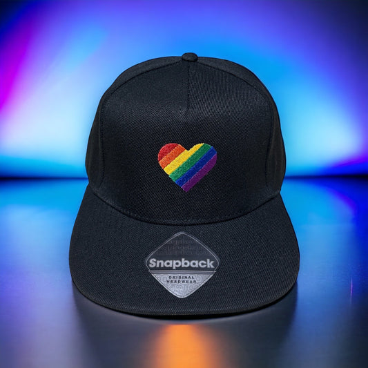 Embroidered snapback cap “Heart” in rainbow colors for CSD, Pride, Gay, Party etc.