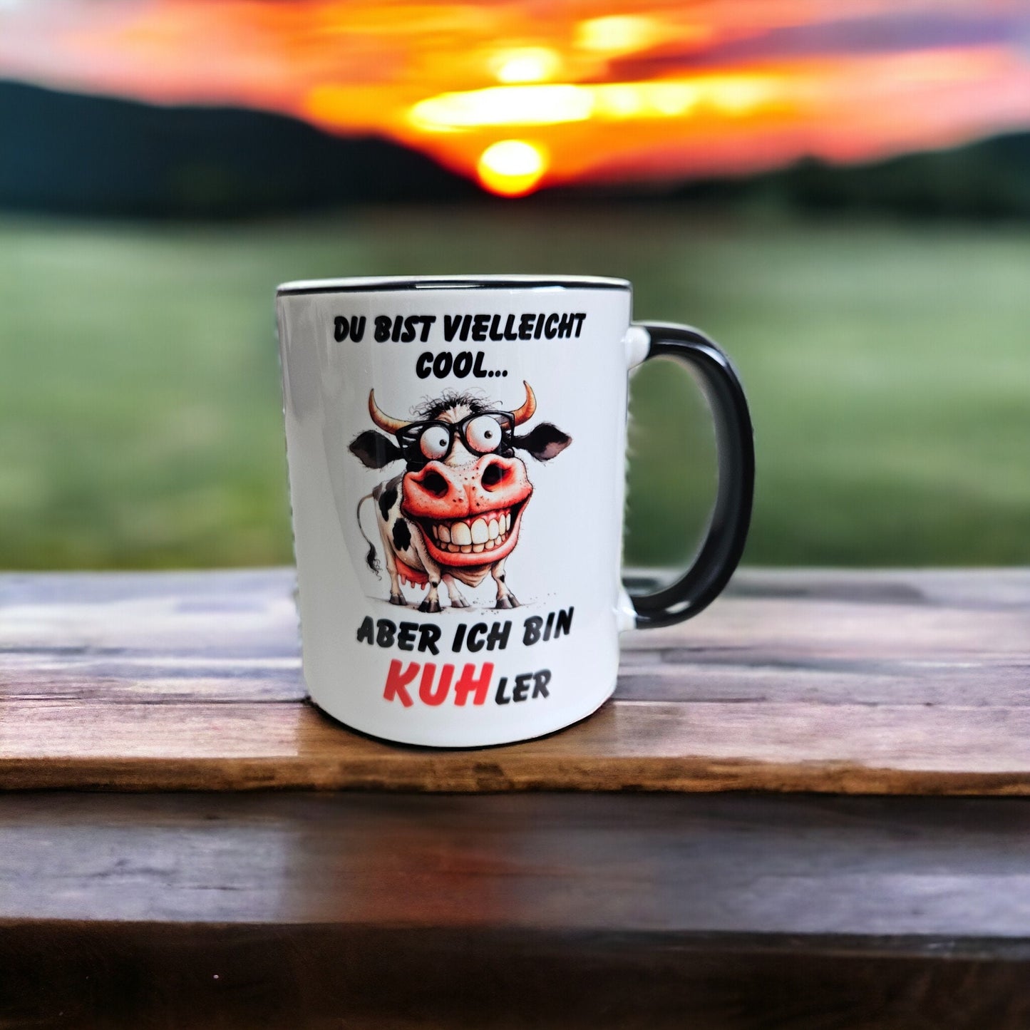 funny mug "KUHler", cow, animal, cool, funny