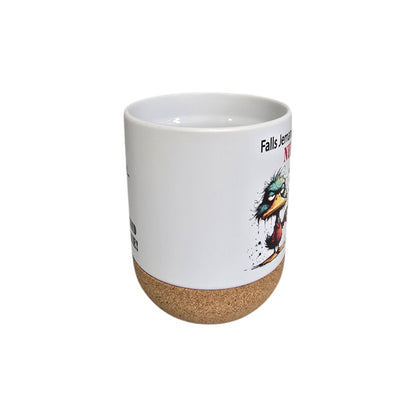 Funny mug "If someone finds nerves", with removable lid and cork base