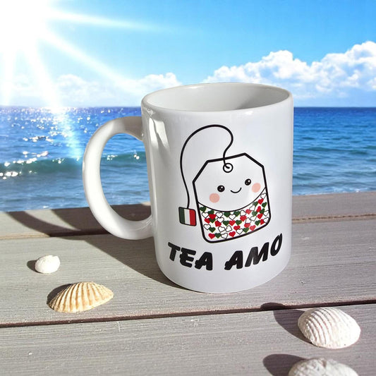 Funny mug "TEA AMO", for all lovers, dishwasher and microwave safe