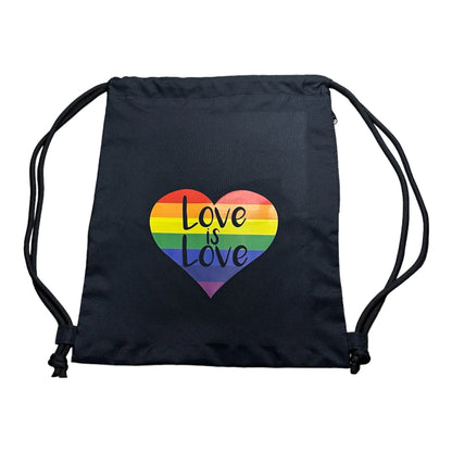 Sac de sport, sac à dos "Love is Love" avec cordon large. Idéal pour la CSD, la Pride