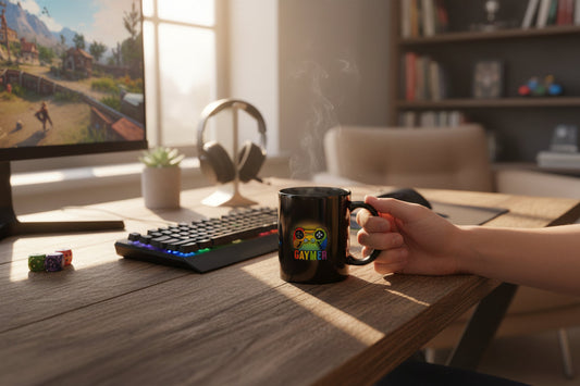 Tasse en céramique noire « Gaymer » aux couleurs de l'arc-en-ciel, Gay, Gamer