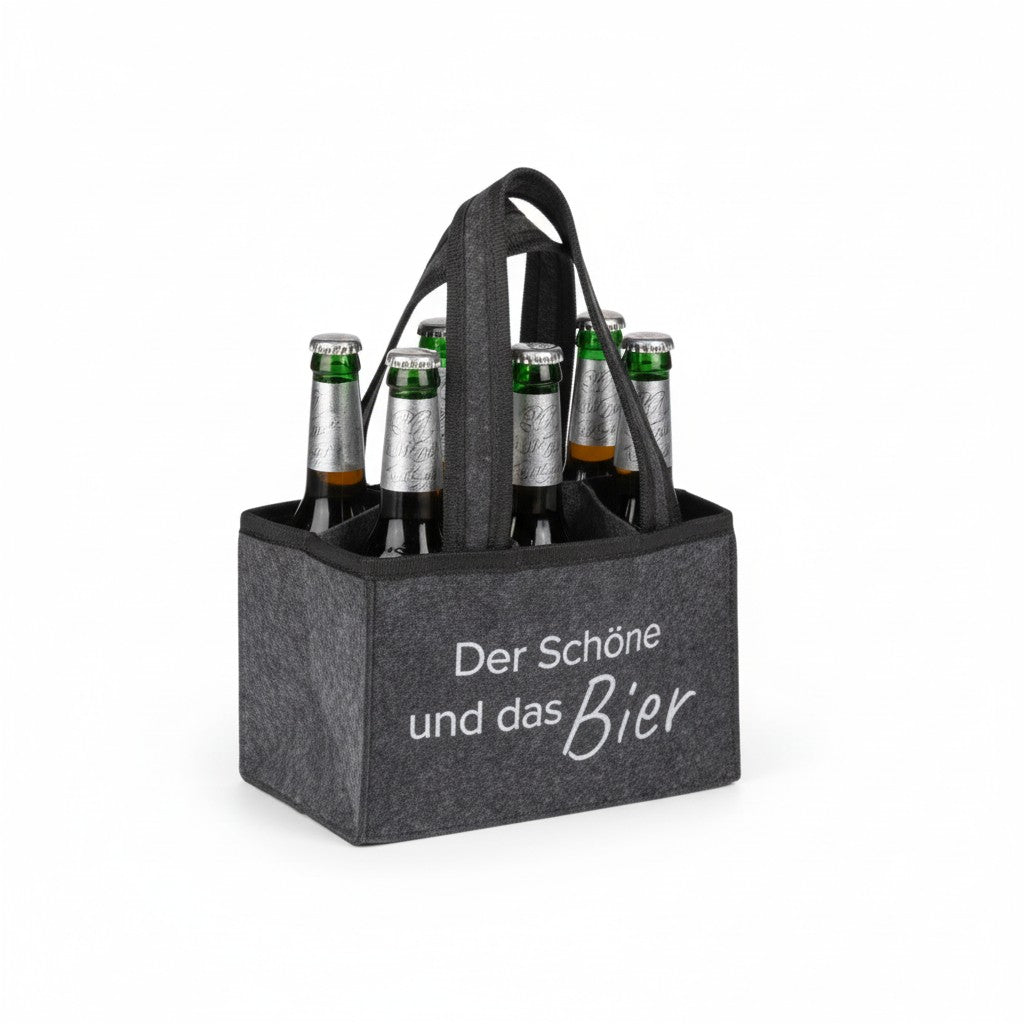 Sac en feutre / Porte-bouteilles « La Belle et la Bière »