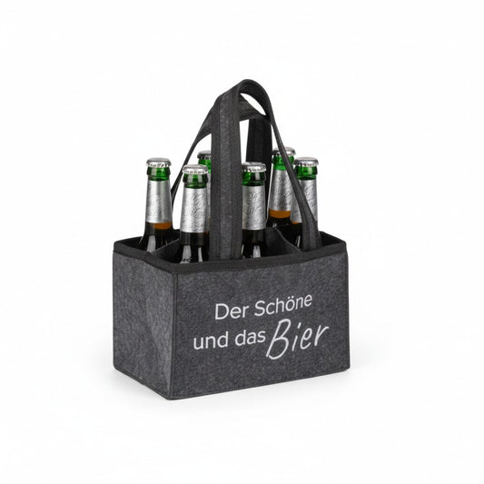 Sac en feutre / Porte-bouteilles « La Belle et la Bière »