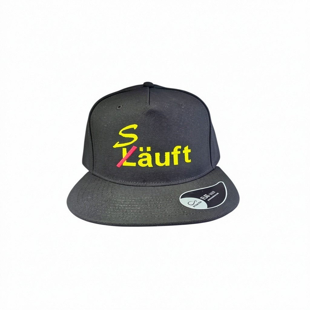 Bestickte Snapback Cap "Läuft" / "Säuft"