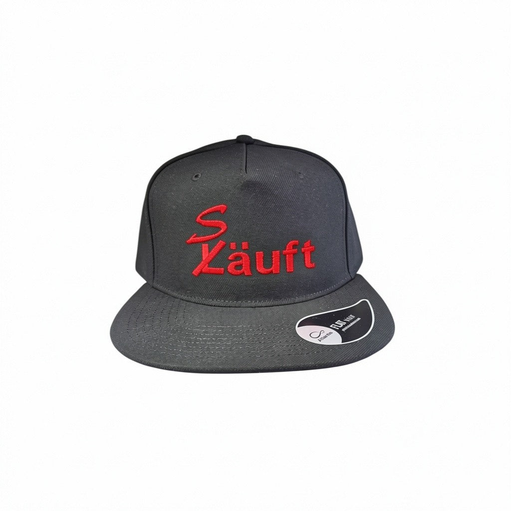 Bestickte Snapback Cap "Läuft" / "Säuft"