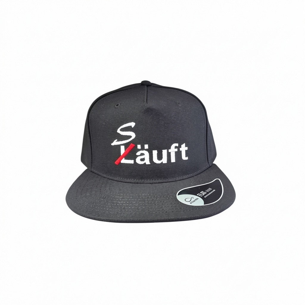 Bestickte Snapback Cap "Läuft" / "Säuft"